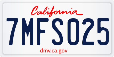 CA license plate 7MFS025
