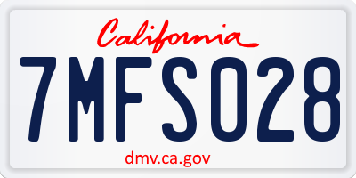 CA license plate 7MFS028
