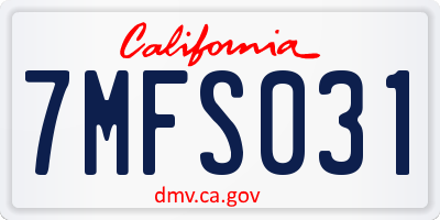 CA license plate 7MFS031