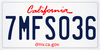 CA license plate 7MFS036