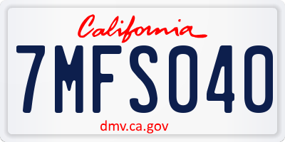 CA license plate 7MFS040