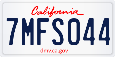 CA license plate 7MFS044