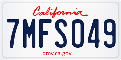 CA license plate 7MFS049