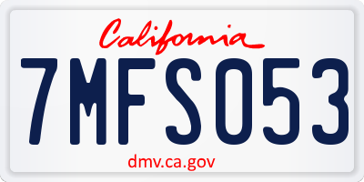 CA license plate 7MFS053