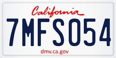 CA license plate 7MFS054