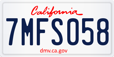 CA license plate 7MFS058
