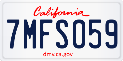 CA license plate 7MFS059