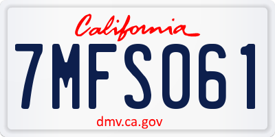 CA license plate 7MFS061