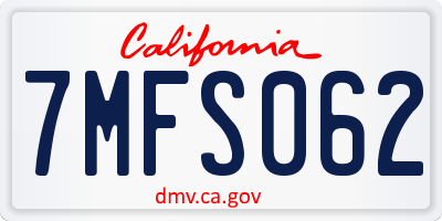 CA license plate 7MFS062