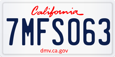 CA license plate 7MFS063