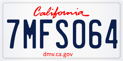CA license plate 7MFS064