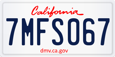 CA license plate 7MFS067