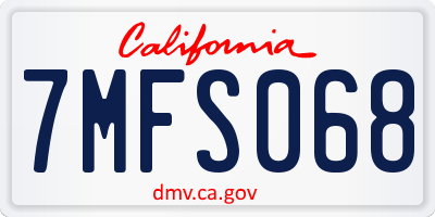 CA license plate 7MFS068