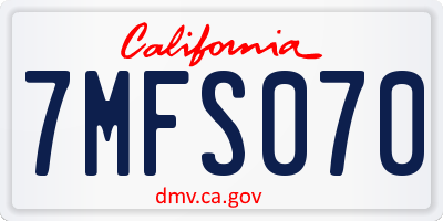CA license plate 7MFS070