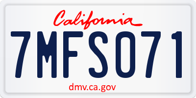 CA license plate 7MFS071
