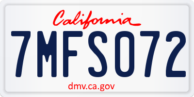 CA license plate 7MFS072