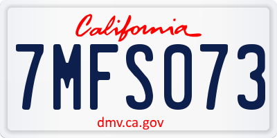 CA license plate 7MFS073