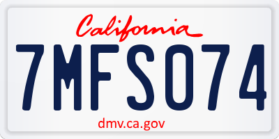 CA license plate 7MFS074