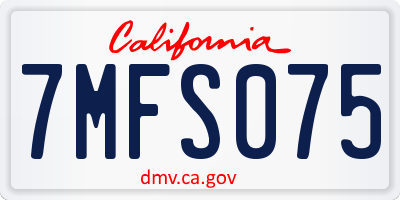 CA license plate 7MFS075