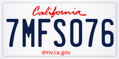 CA license plate 7MFS076