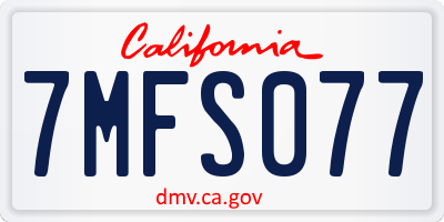 CA license plate 7MFS077