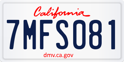 CA license plate 7MFS081