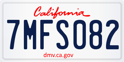 CA license plate 7MFS082