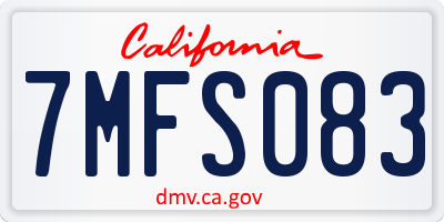 CA license plate 7MFS083