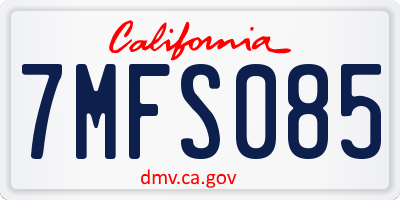 CA license plate 7MFS085