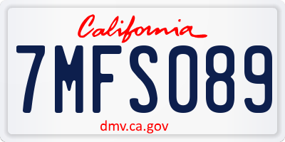 CA license plate 7MFS089