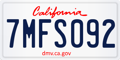 CA license plate 7MFS092