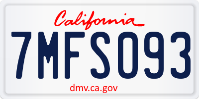 CA license plate 7MFS093