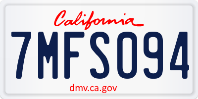 CA license plate 7MFS094