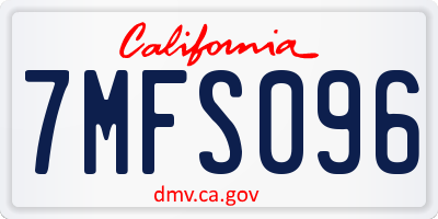 CA license plate 7MFS096