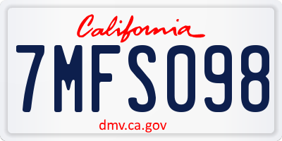 CA license plate 7MFS098