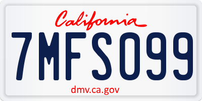 CA license plate 7MFS099