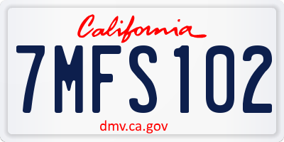 CA license plate 7MFS102