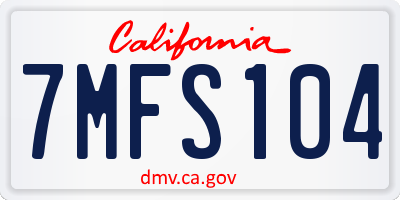 CA license plate 7MFS104