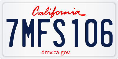 CA license plate 7MFS106