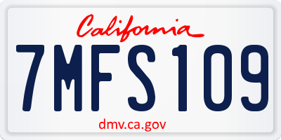 CA license plate 7MFS109