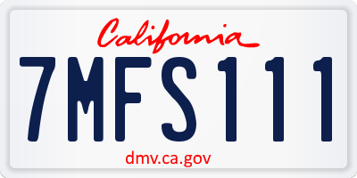 CA license plate 7MFS111