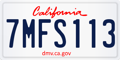 CA license plate 7MFS113