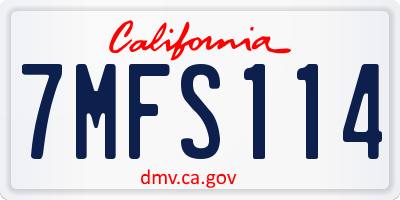 CA license plate 7MFS114