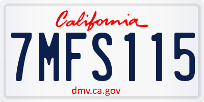 CA license plate 7MFS115
