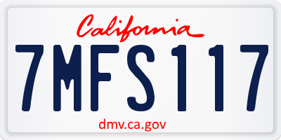 CA license plate 7MFS117