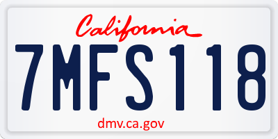 CA license plate 7MFS118