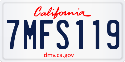 CA license plate 7MFS119