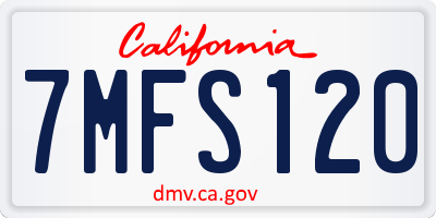 CA license plate 7MFS120