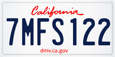 CA license plate 7MFS122