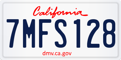 CA license plate 7MFS128